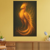 Golden Fire Phoenix – High-End Fantasy Art Paintin Leinwanddruck (Insitu (Wohnzimmer))