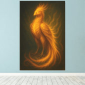 Golden Fire Phoenix – High-End Fantasy Art Paintin Leinwanddruck (Insitu (Holzboden))