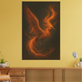 Golden Fire Phoenix • Luxury Fine Art Canvas Print Leinwanddruck (Insitu (Wohnzimmer))