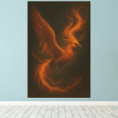 Golden Fire Phoenix • Luxury Fine Art Canvas Print Leinwanddruck (Insitu (Holzboden))