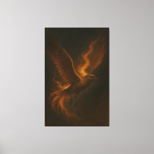 Golden Fire Phoenix • Luxury Fine Art Canvas Print Leinwanddruck (Vorderseite)