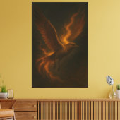 Golden Fire Phoenix • Luxury Fine Art Canvas Print Leinwanddruck (Insitu (Wohnzimmer))