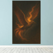 Golden Fire Phoenix • Luxury Fine Art Canvas Print Leinwanddruck (Insitu (Holzboden))