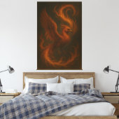 Golden Fire Phoenix • Luxury Fine Art Canvas Print Leinwanddruck (Insitu (Schlafzimmer))