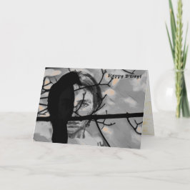 Golden Fire Raven Face Karte