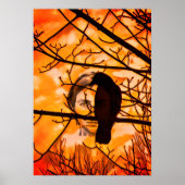 Golden Fire Raven Face Poster (Vorne)