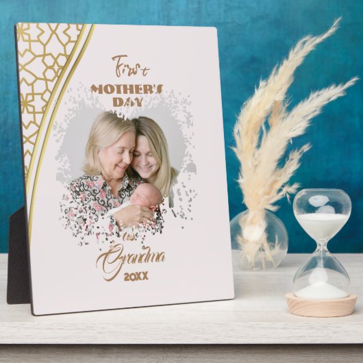 Golden First Mother's Day as Oma Foto Fotoplatte (Seite)