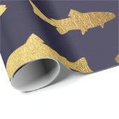 Golden Fish Ocean Blue Navy Vip Yacht Geschenkpapier (Rolleneckpunkt)