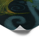 Golden Fish Underwater Animals Painting Black Aqua Poster (Ecke)