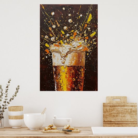 Golden Fizz Expressionist Beer Poster (Küche)