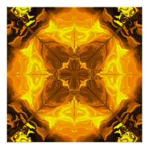 Golden Flame Kaleidoscope Fractal Art