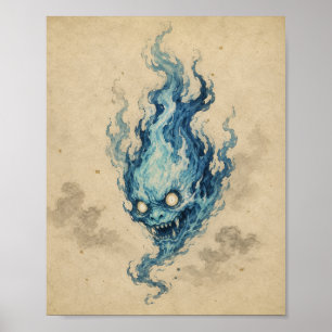 Golden Flame Onibi Spirit Poster