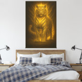 Golden Flame White Tiger – High-End Fantasy Art Pa Leinwanddruck (Insitu (Schlafzimmer))