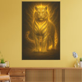 Golden Flame White Tiger – High-End Fantasy Art Pa Leinwanddruck (Insitu (Wohnzimmer))