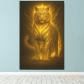 Golden Flame White Tiger – High-End Fantasy Art Pa Leinwanddruck (Insitu (Holzboden))