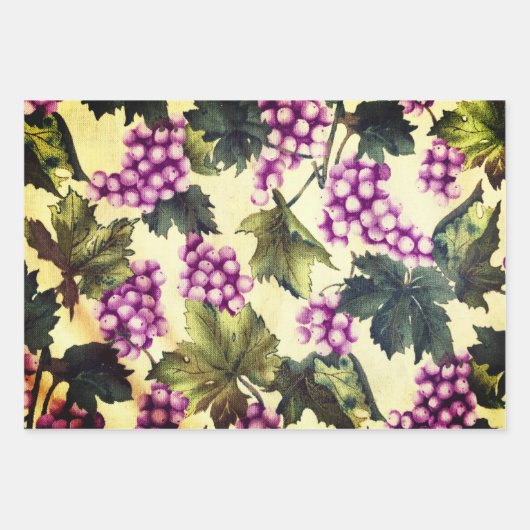 Golden Flare, Crimson Nouveau und Trauben & Weintr Geschenkpapier Set (Vorderseite 3)