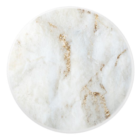 Golden Flecked White Marble Keramikknauf (Vorderseite)