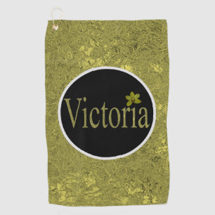 Golden Flecks Victoria Name Design, Golfhandtuch