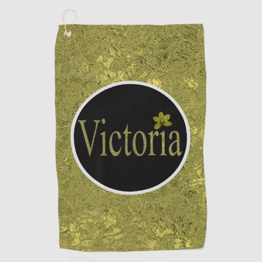 Golden Flecks Victoria Name Design, Golfhandtuch (Vorderseite)