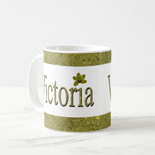 Golden Flecks Victoria Name Design, Kaffeetasse (Vorderseite Links)