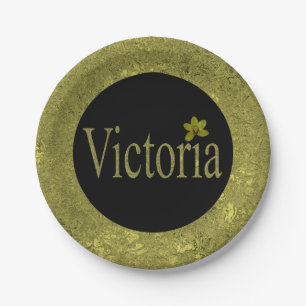 Golden Flecks Victoria Name Design, Pappteller