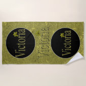 Golden Flecks Victoria Name Design, Strandtuch (Vorderseite)