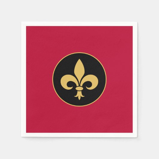 Golden Fleur-de-Lis auf Crimson Red Serviette (Vorderseite)