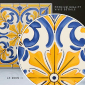 Golden Fleur-de-Lis Azulejo Print Fliese