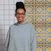 Golden Fleur-de-Lis Azulejo Print Fliese