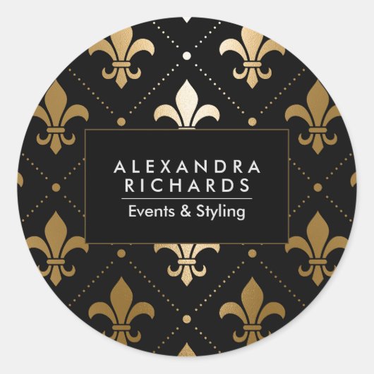 Golden Fleur-de-lis Runder Aufkleber (Vorderseite)