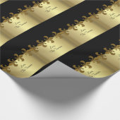 Golden Fleur-de-lis, schwarz und gold, kundenspezi Geschenkpapier (Ecke)
