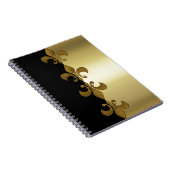 Golden Fleur-de-lis-Schwarzgolden-Monogramm Notizblock (Rechte Seite)