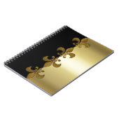 Golden Fleur-de-lis-Schwarzgolden-Monogramm Notizblock (Linke Seite)