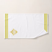 Golden Fleur de Lis, Three Stripes on White Badhandtuch Set (Handtuch)