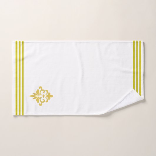 Golden Fleur de Lis, Three Stripes on White Badhandtuch Set (Handtuch)