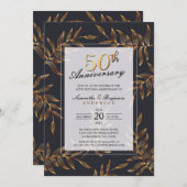 Golden Floral 50. Hochzeitstag Einladung (Vorne/Hinten)
