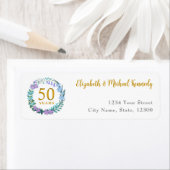 Golden Floral Address Labels zum 50. Jahrestag (Insitu)