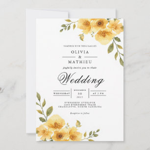 Golden Floral Arch Romance Hochzeit Einladung
