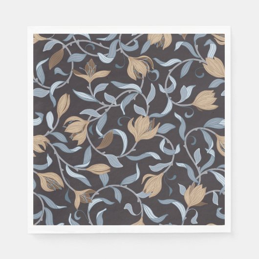 Golden Floral Arts and Crafts Inspiriert Serviette (Vorderseite)