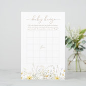 Golden Floral | Baby Bingo Game Card (Stehend Vorderseite)