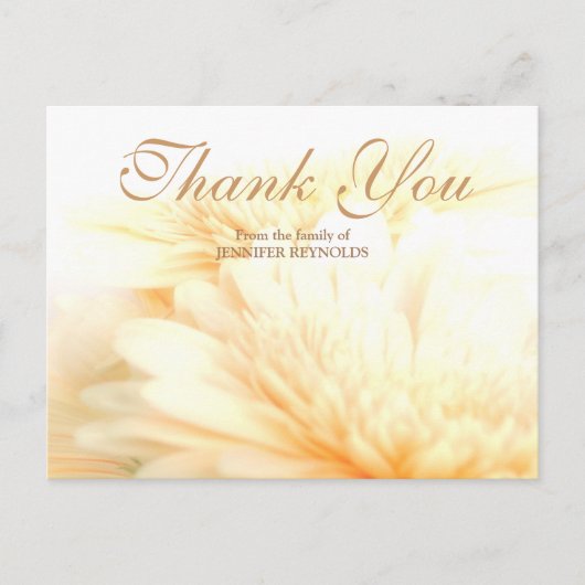 Golden Floral Beileid Beerdigung Danke Postkarte (Vorderseite)