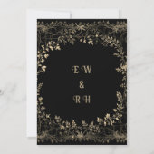 Golden Floral Black Elegante Save The Date (Rückseite)