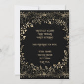 Golden Floral Black Elegante Save The Date (Rückseite)