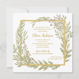 Golden Floral Border Bridal Luncheon Einladung