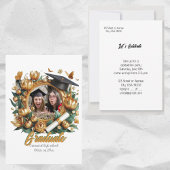 Golden Floral Border Foto Abschluss Einladung