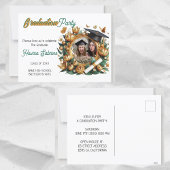 Golden Floral Border Foto Abschluss Einladung Postkarte