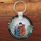 Golden Floral Botanical Green Couple Watercolor Schlüsselanhänger (Vorderseite)