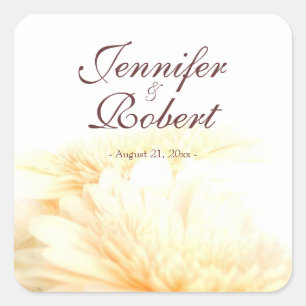 Golden Floral Brie and Groom Wedding Sticker