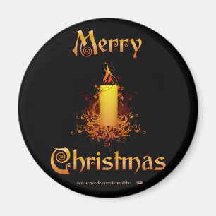 Golden Floral Candle - Frohe Weihnachten Magnet