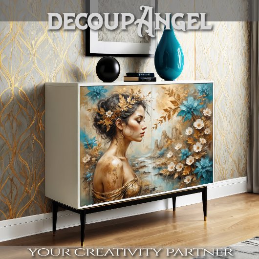 Golden Floral Charm Decoupage Seidenpapier